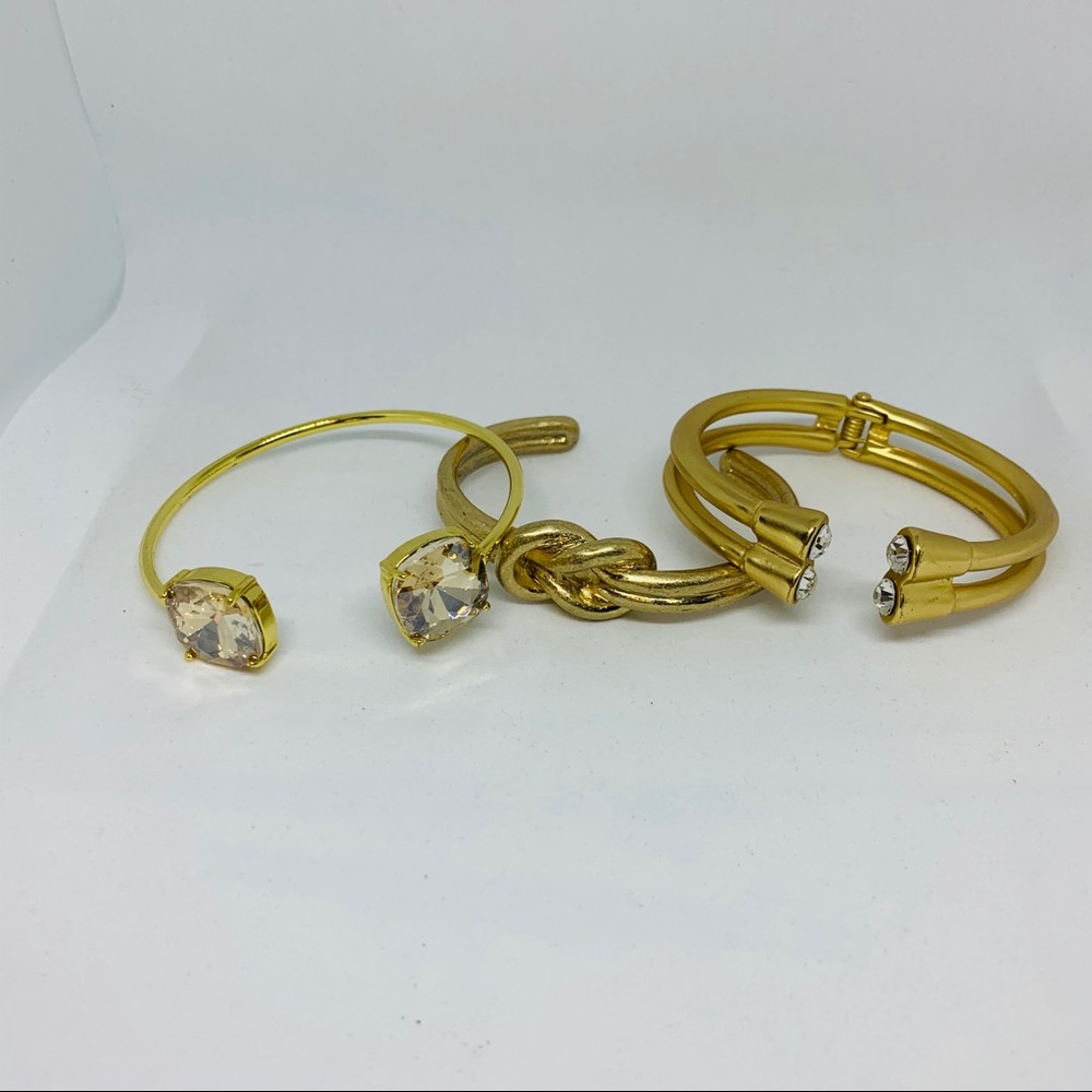 ❤️ Set of three open gold BoHo chic cuff bracelets